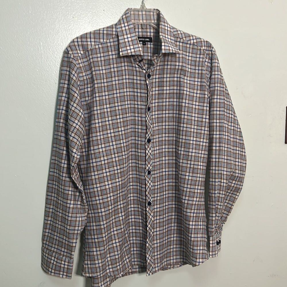 JARED LANG PLAID SHIRT SHIRT SIZE M